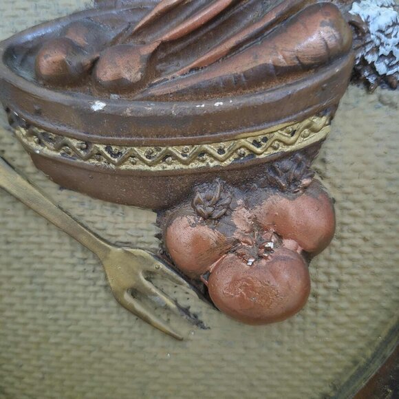 Chalkware Plaque Wall Hagning - Set of 2 Oval Frames with Vegetables - Picture 9 of 11